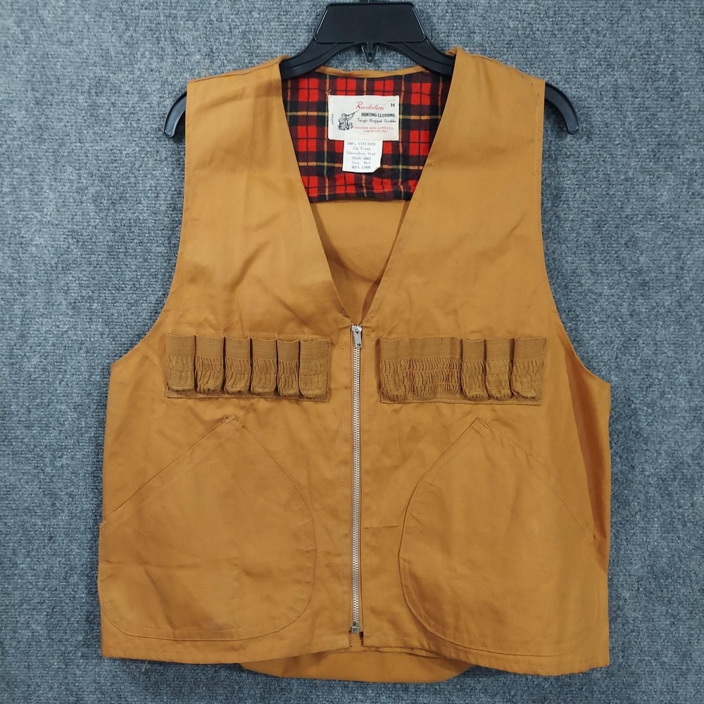 Vintage Revelation Vest Mens Medium‎ Brown Hunting Canvas Plaid Lined 6861 Japan
